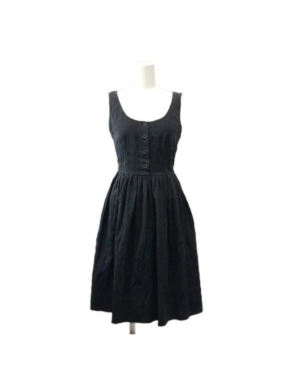 Prada Dress Scoop Neck Sleeveless Black Midi Length 36